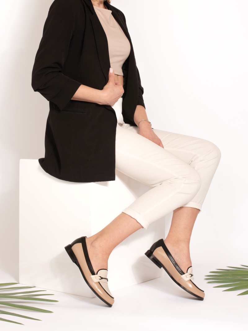 Beige loafers Julia, Conhpol Relax - Polish production, Moccasins & loafers, RE2726-01, Konopka Shoes