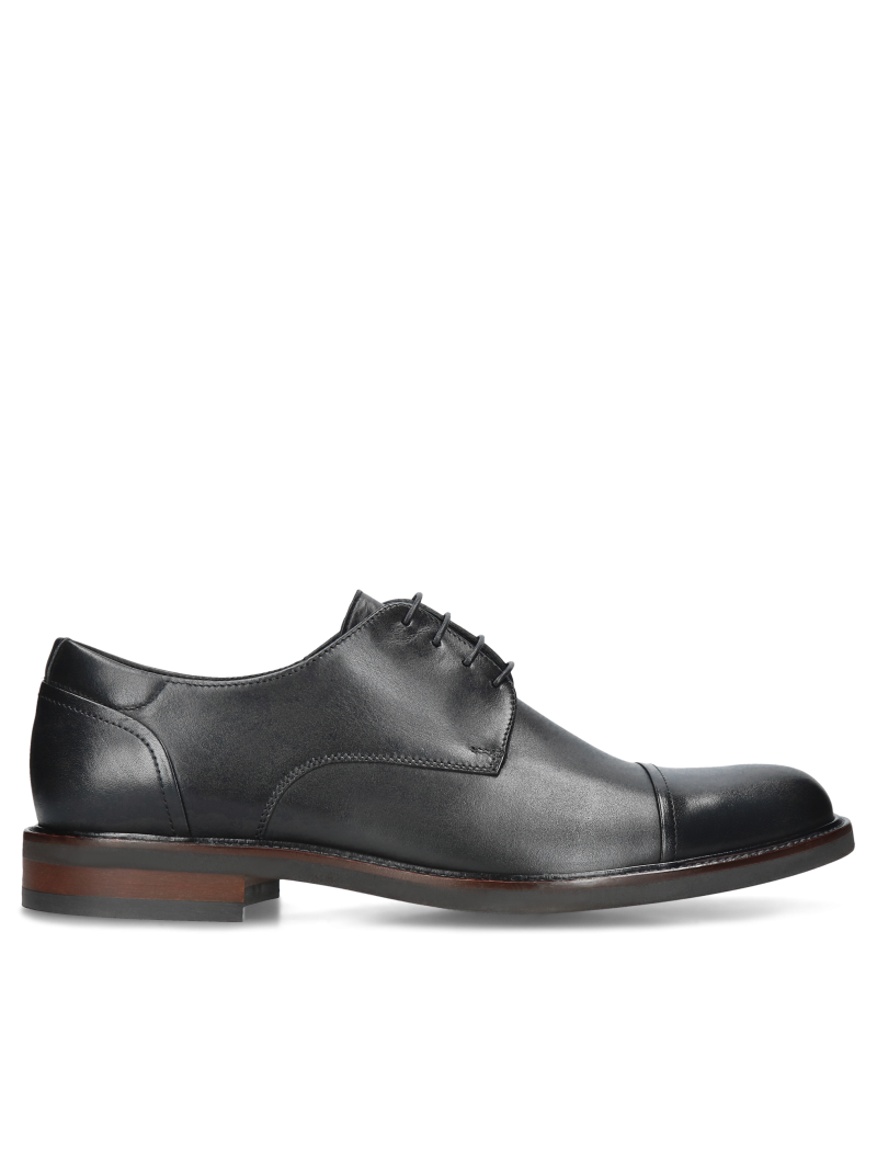 Black shoes Oscar, Conhpol - polska produkcja, Derby, CE6358-01, Konopka Shoes