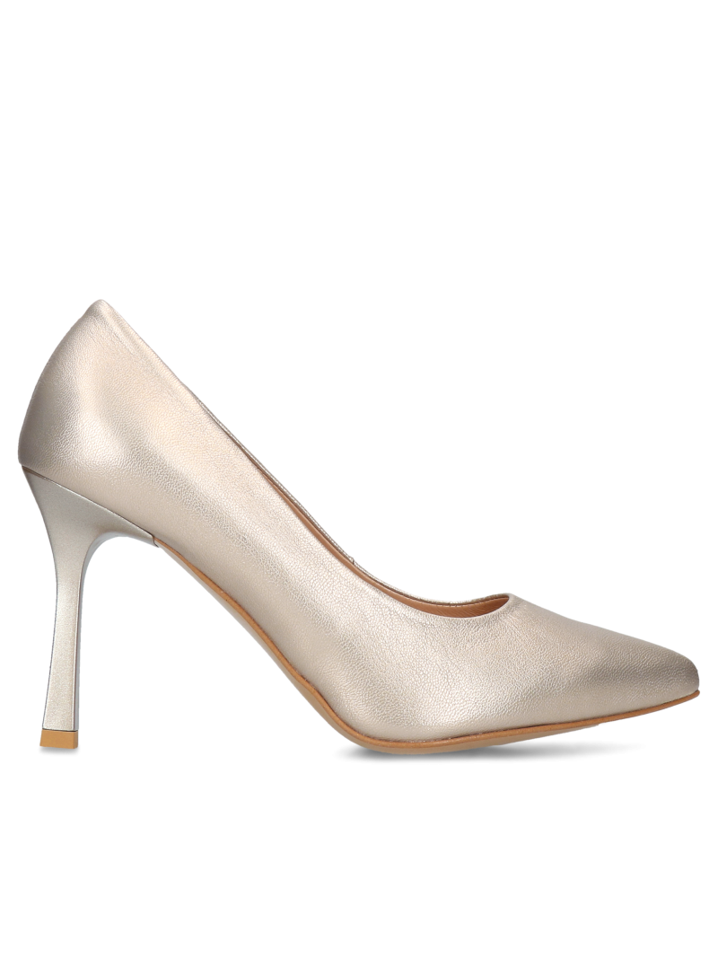 Gold pumps Cariie, Conhpol Relax - Polish production, High heels, RE2751-01, Konopka Shoes