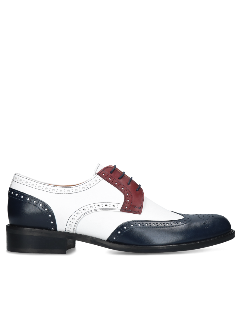 Navy and white casual, shoes Oscar, Conhpol - Polish production, Brogues, CE6324-02, Konopka Shoes