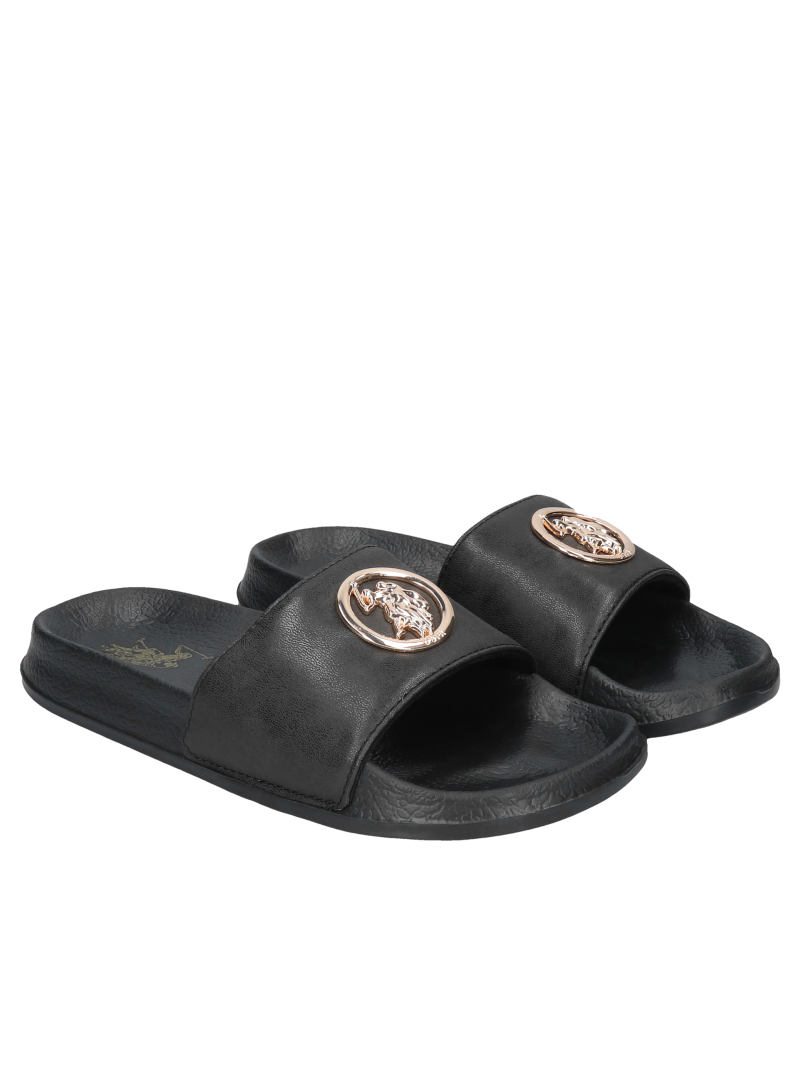 Black comfortable lightweight beach flip-flops for women, U.S. Polo Assn., Konopka Shoes