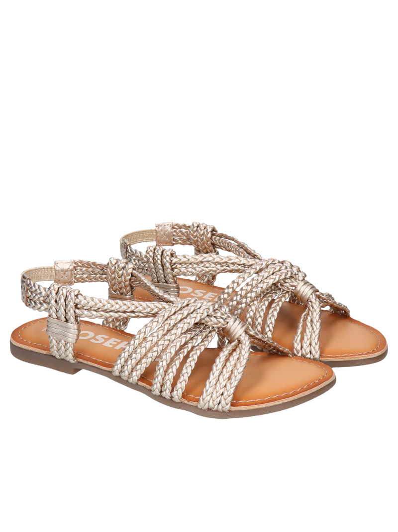 Gold braided sandals for women, Gioseppo, Konopka Shoes