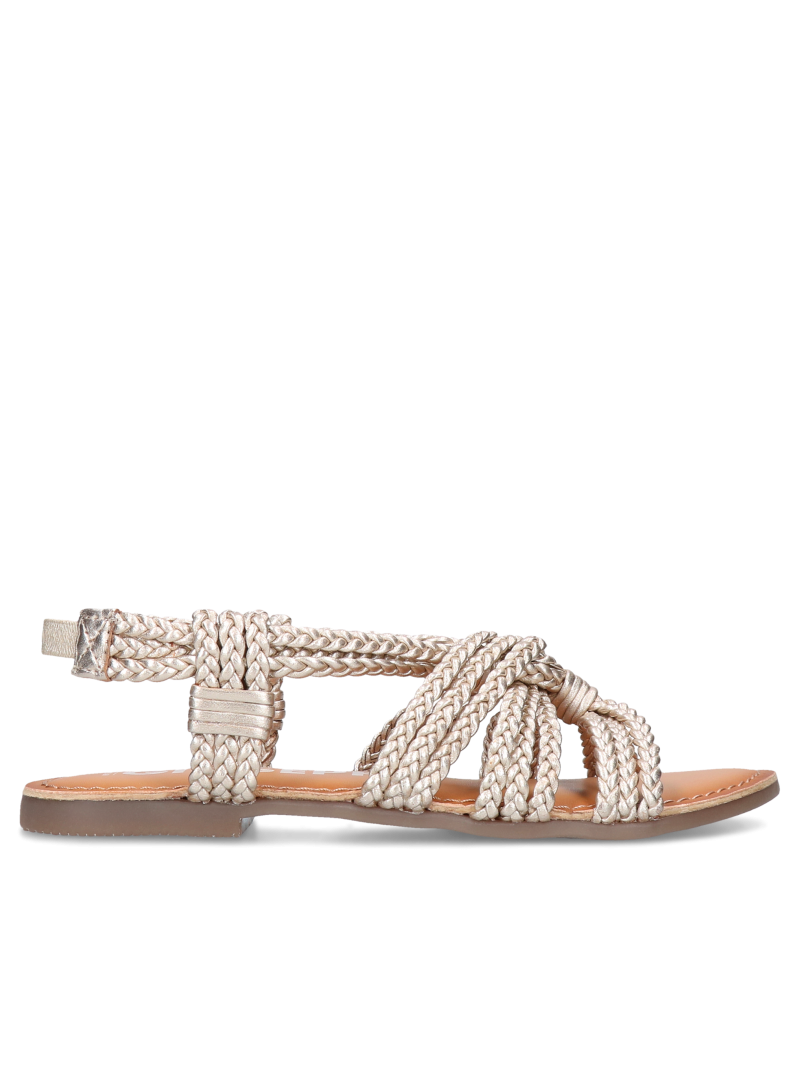 Gold braided sandals for women, Gioseppo, Konopka Shoes