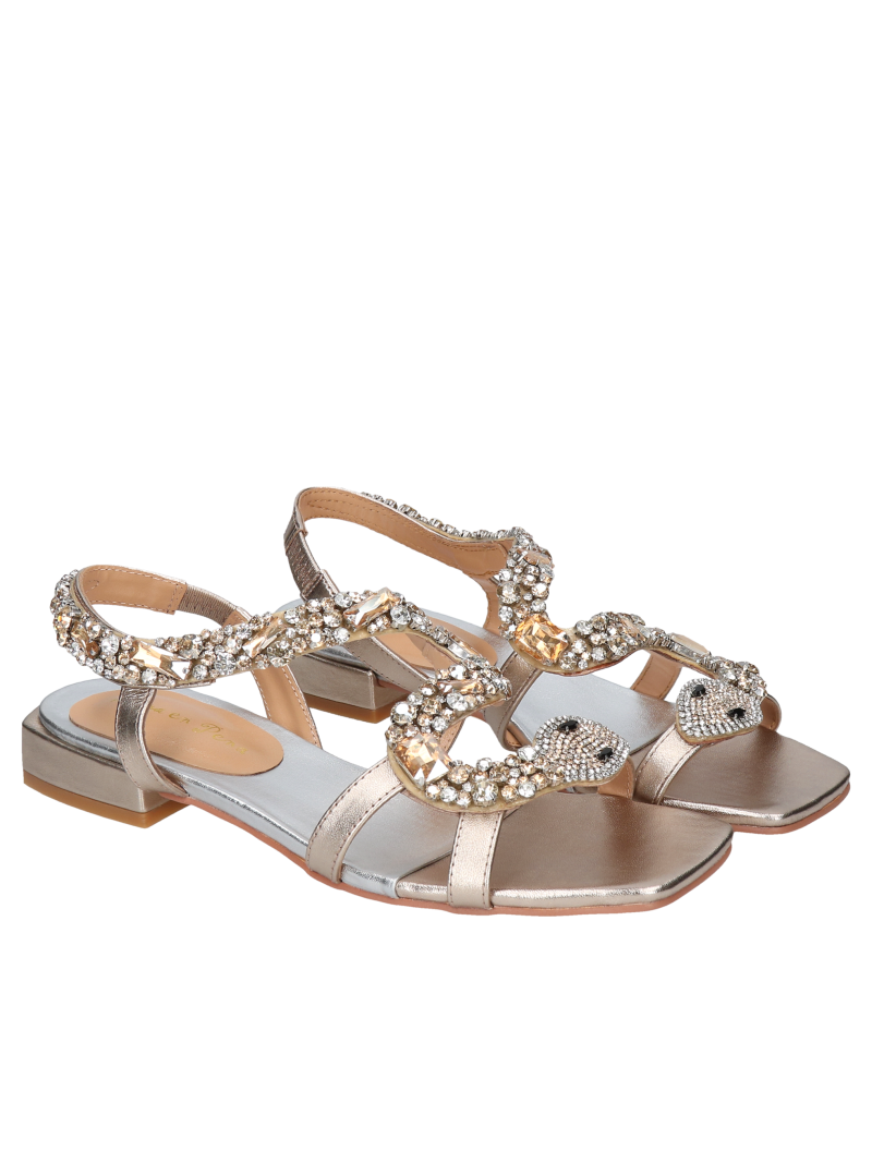 Phenomenal gold jeweled women's sandals by Spanish brand, Alma En Pena, AM0016-01, Konopka Shoes