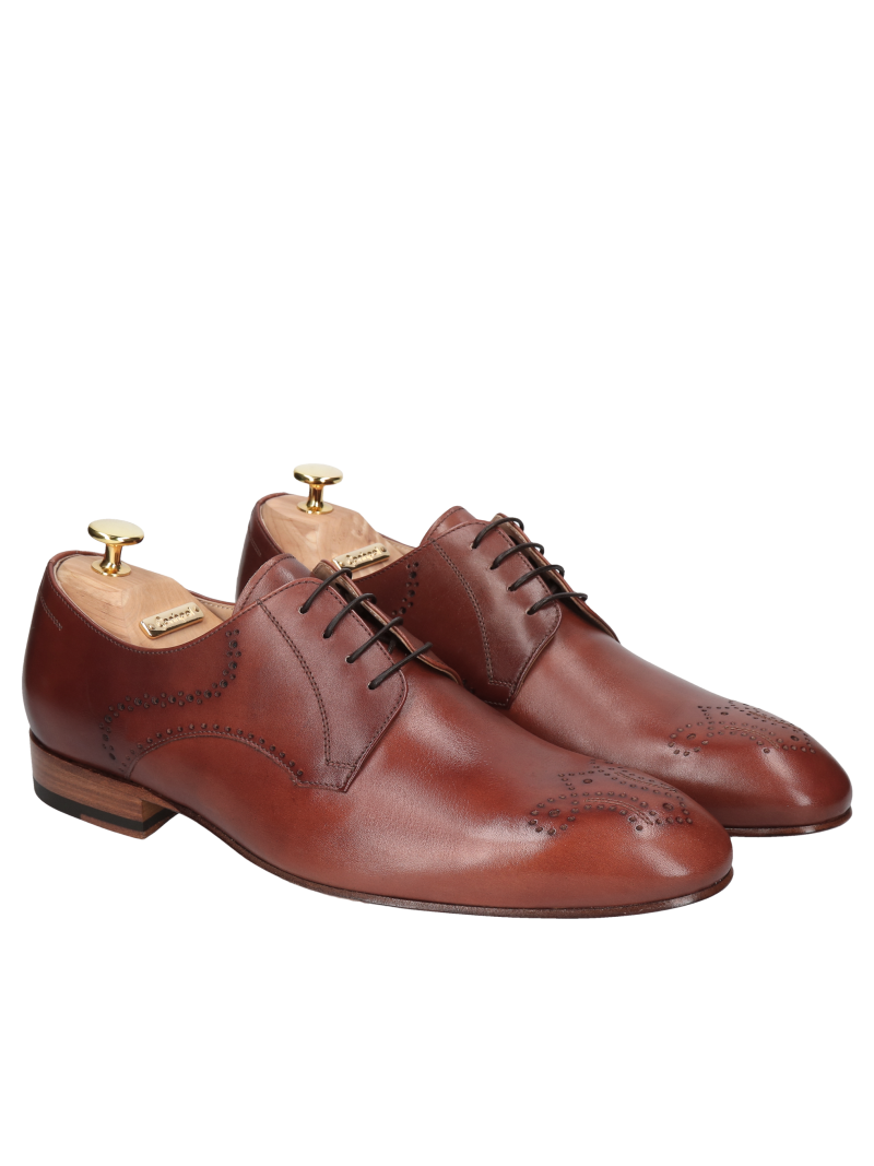 Brown shoes Kevin - Gold Collection, Conhpol - Polish production, Derby, CG3553-01, Konopka Shoes