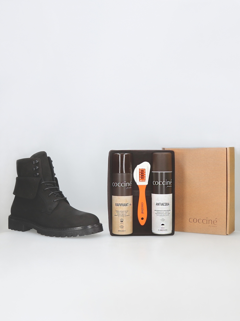 Suede shoe kit black, Coccine, DA0043-02, Konopka Shoes