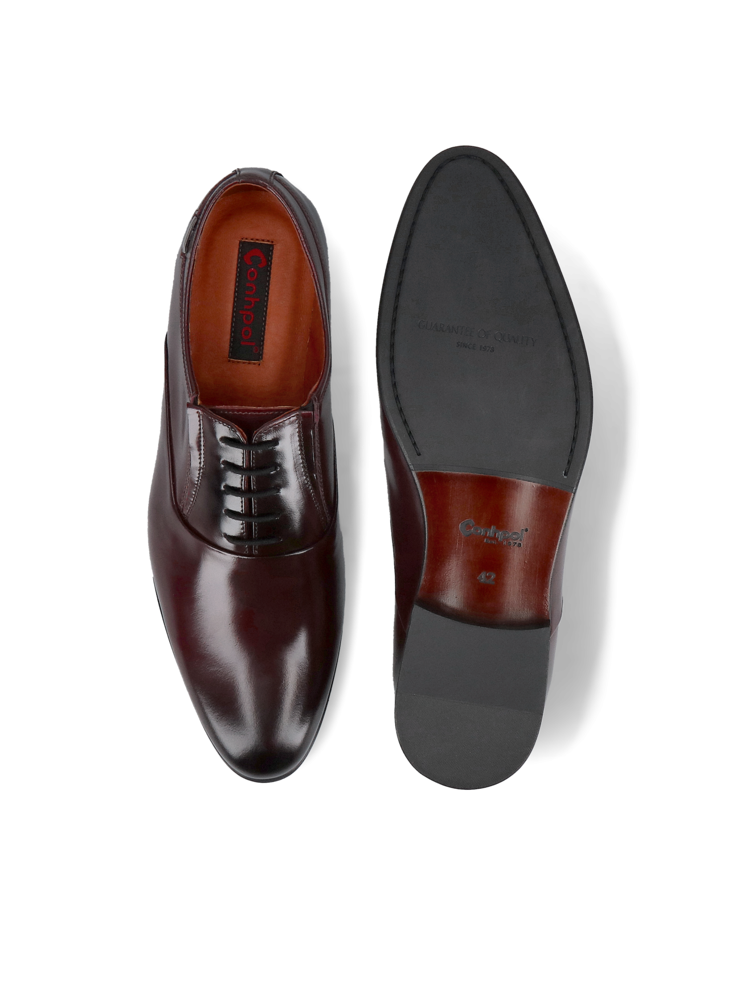Maroon shoes Dorian, Conhpol - Polish production, Oxfordy