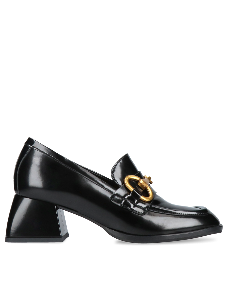 Black loafers Petra, elegant slip-on shoes with beautiful embellishment, VS0010-02, Visconi, Konopka Shoes