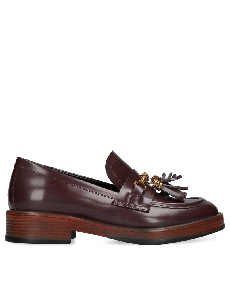 Women's, maroon loafers Muriel leather, VS0011-01, Loafers and moccasins, Konopka Shoes