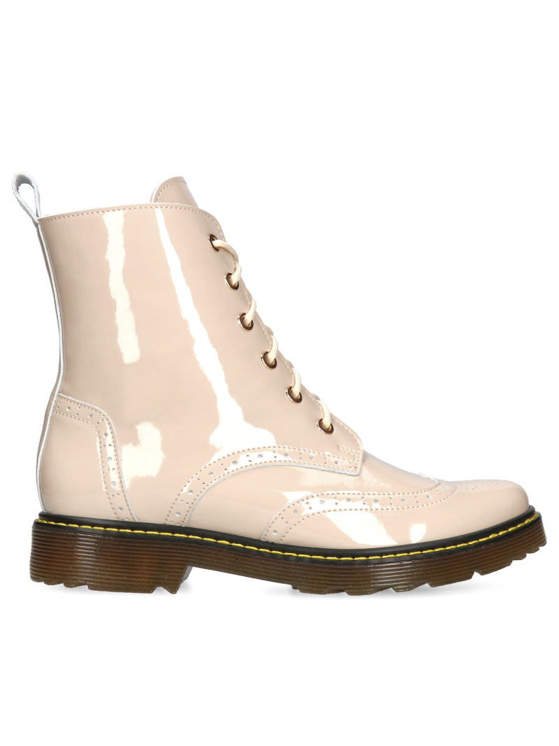 Beige boots Marion patent leather , Conhpol Relax - polish production, RE2752-01, Boots, Konopka Shoes