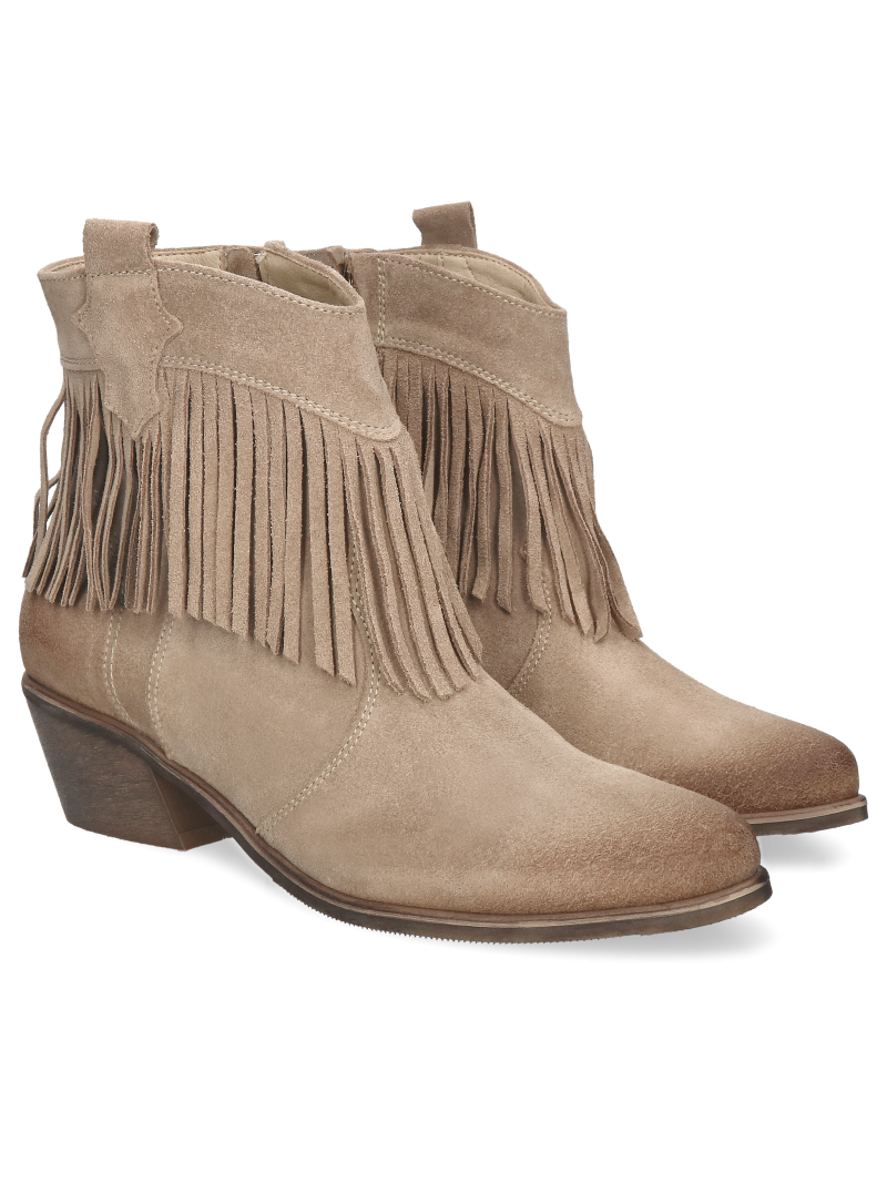 Beige cowgirl boots Matilde leather, DU0020-01, Cowboy boots, Konopka Shoes