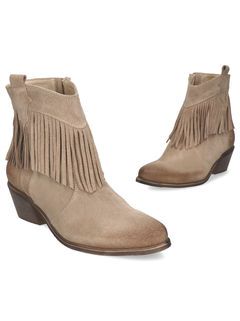 Beige cowgirl boots Matilde leather, DU0020-01, Cowboy boots, Konopka Shoes