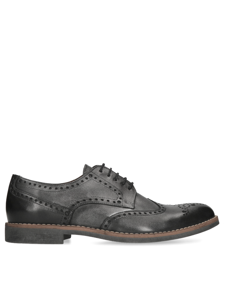 Black casual, shoes Teo, Conhpol - Polish production, Derby, CE6377-01, Konopka Shoes