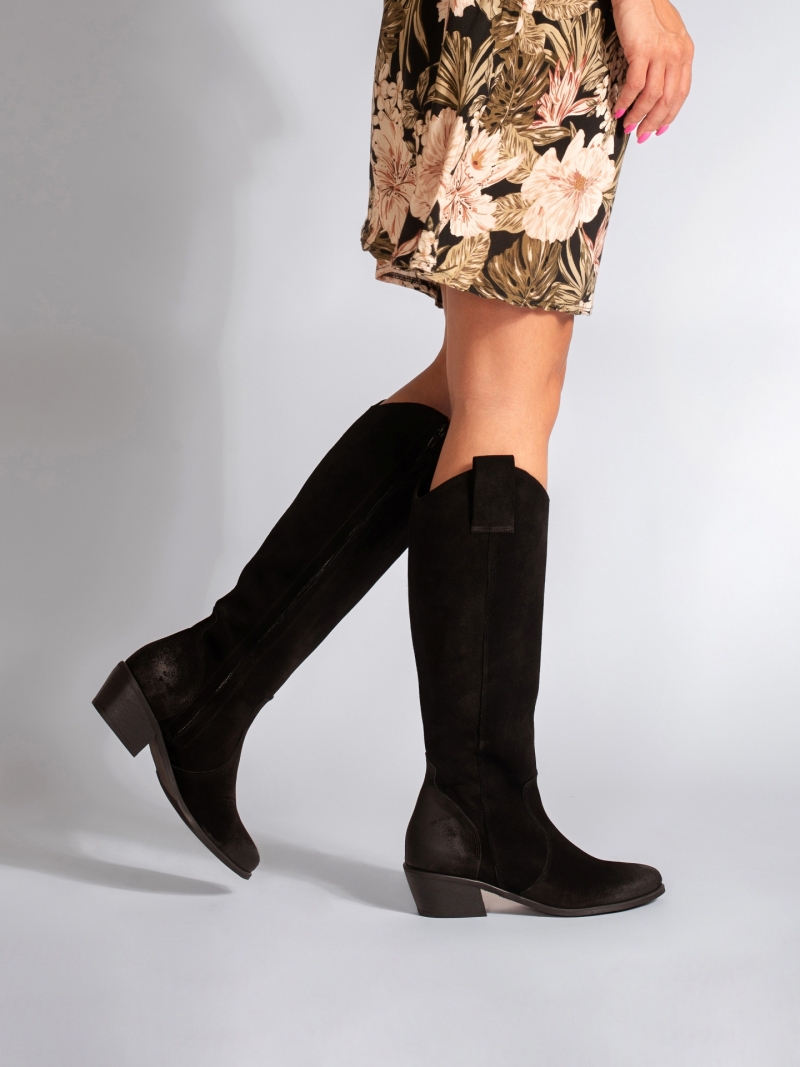 Leather, black cowgirl boots Matilde, DU0019-01, Cowboy boots, Konopka Shoes