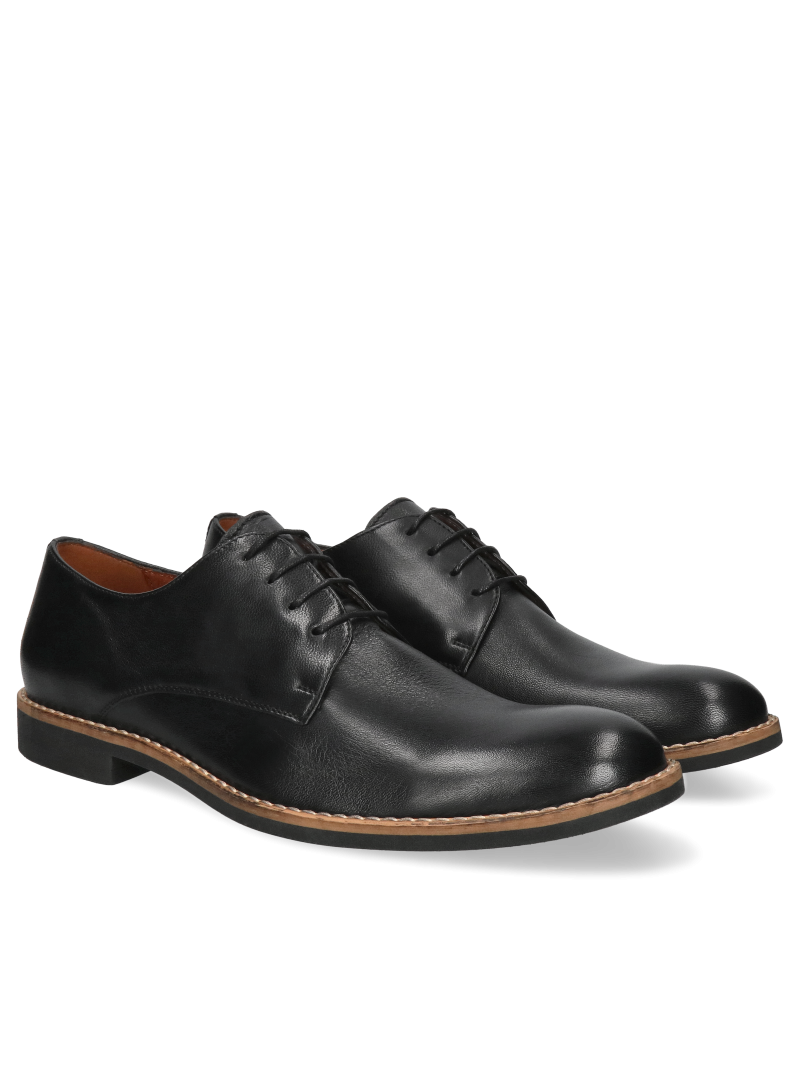 Black casual, shoes Teo, Conhpol - Polish production, Derby, CE6375-01, Konopka Shoes