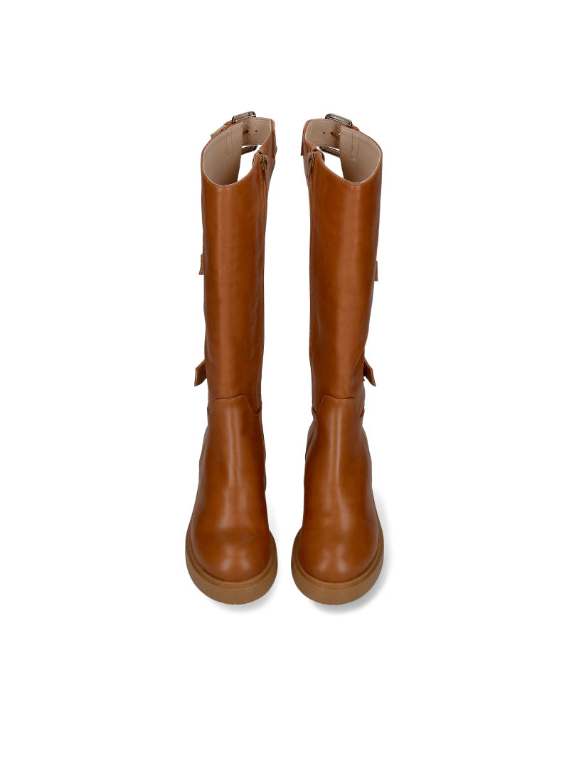 Faced leather boots, brown with buckles, Conhpol, Konopka Shoes