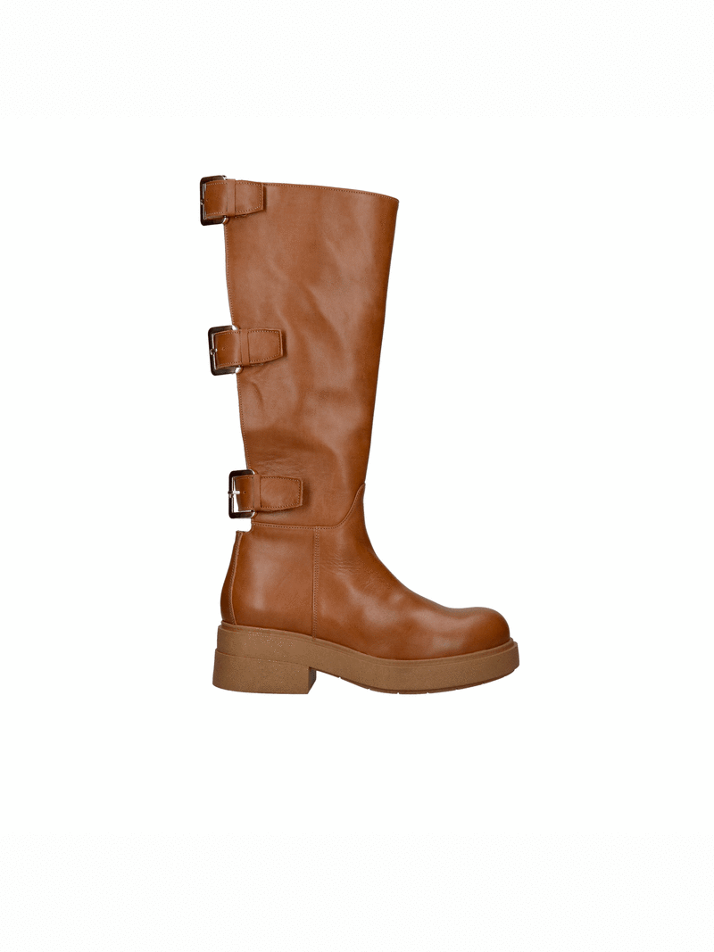 Faced leather boots, brown with buckles, Conhpol, Konopka Shoes