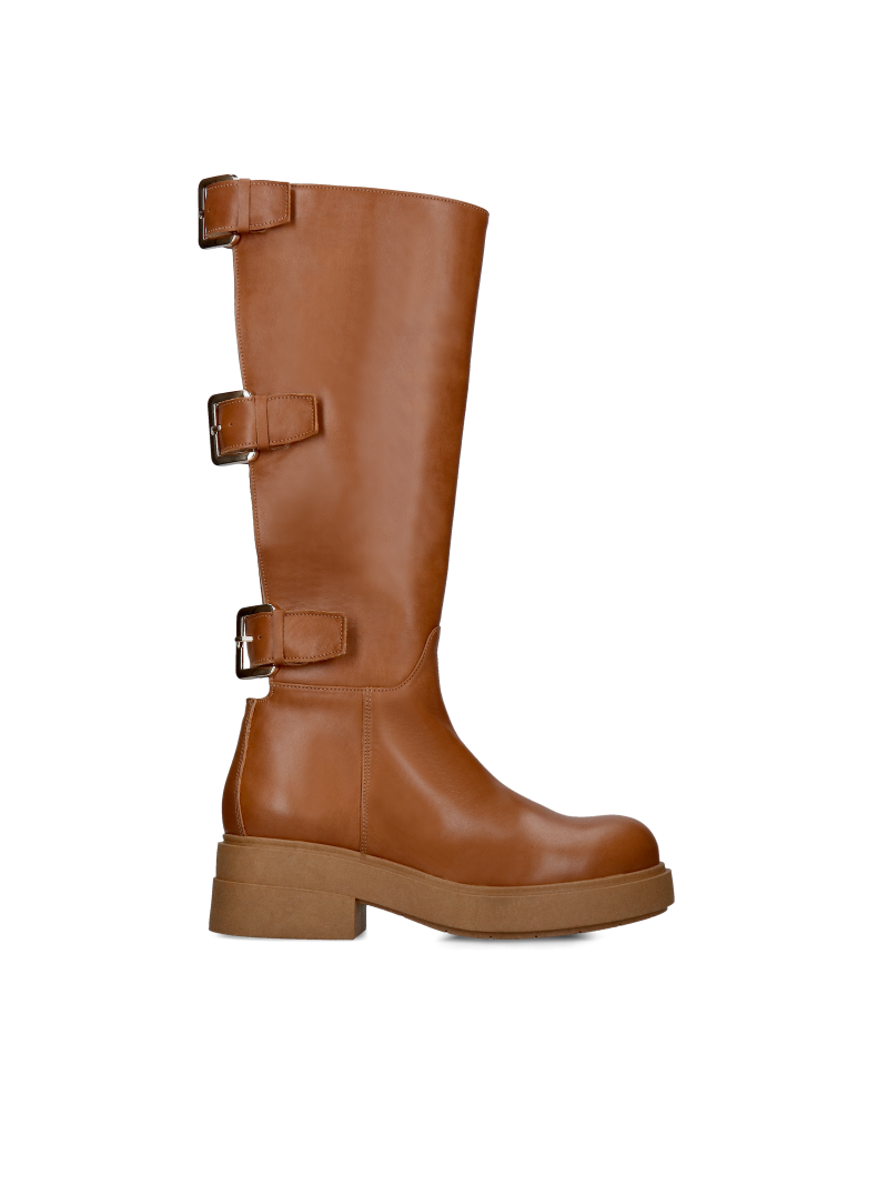 Brown boots Valeria leather women's for fall and winter, Conhpol Bis - Polish production, BI5757-01, boots, Konopka Shoes