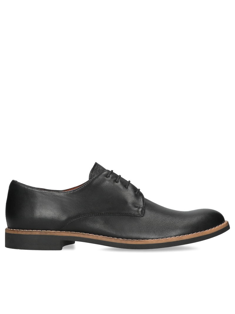 Black casual, shoes Teo, Conhpol - Polish production, Derby, CE6375-01, Konopka Shoes