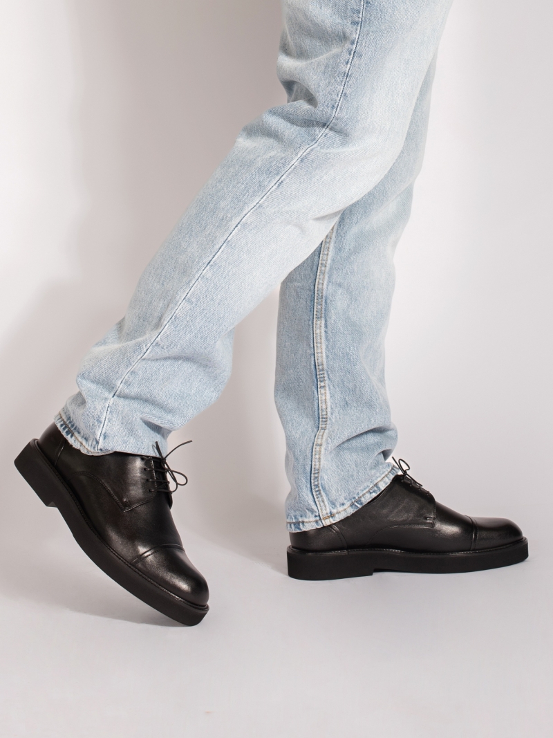 Black casual, shoes Elon, Conhpol - Polish production, Derby, CE6351-01, Konopka Shoes