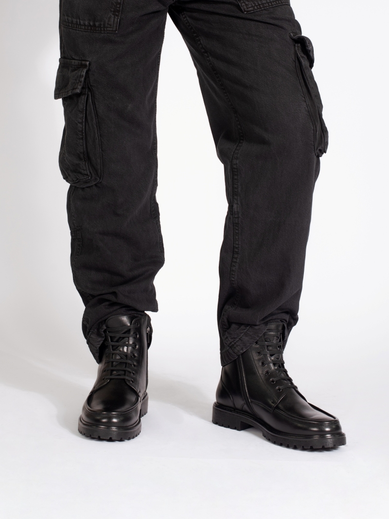 Men's black Cesare winter boots in natural grain leather, Conhpol - Polish production, CK6363-02, Boots, Konopka Shoes