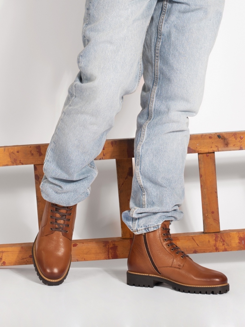Brown pea leather Flavio boots, Conhpol - Polish production, CK6365-02, Boots, Konopka Shoes