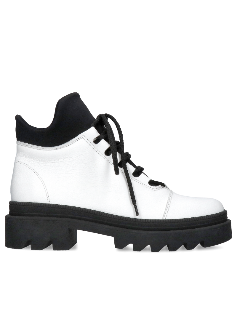 Women's white boots Nela made of natural grain leather, Kampa - Polish production, KK0013-01, Boots, Konopka Shoes