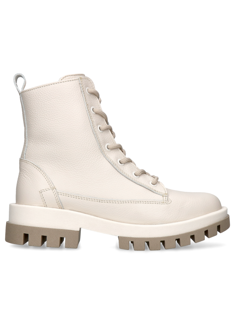 Women's beige Kari boots in natural grain leather, Kampa - Polish production, KK0010-01, Boots, Konopka Shoes