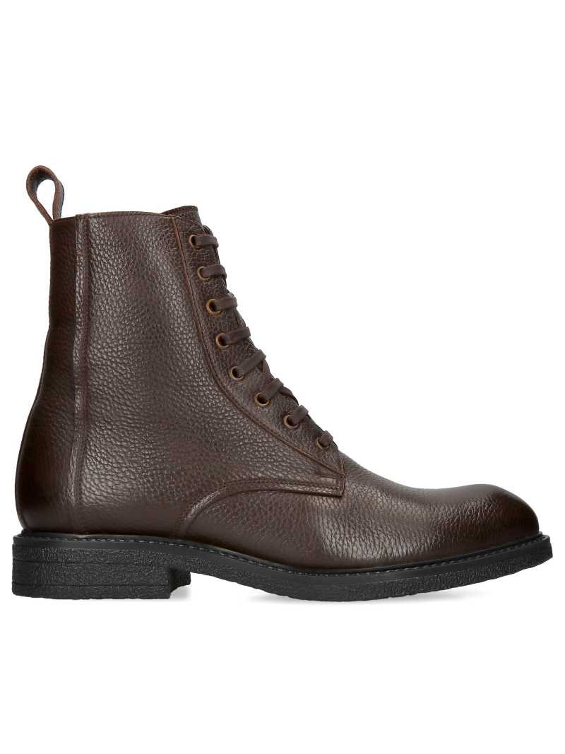 Brown winter Gawin boots made of natural pea leather, Conhpol - Polish production, Boots, CK6310-02, Konopka Shoes