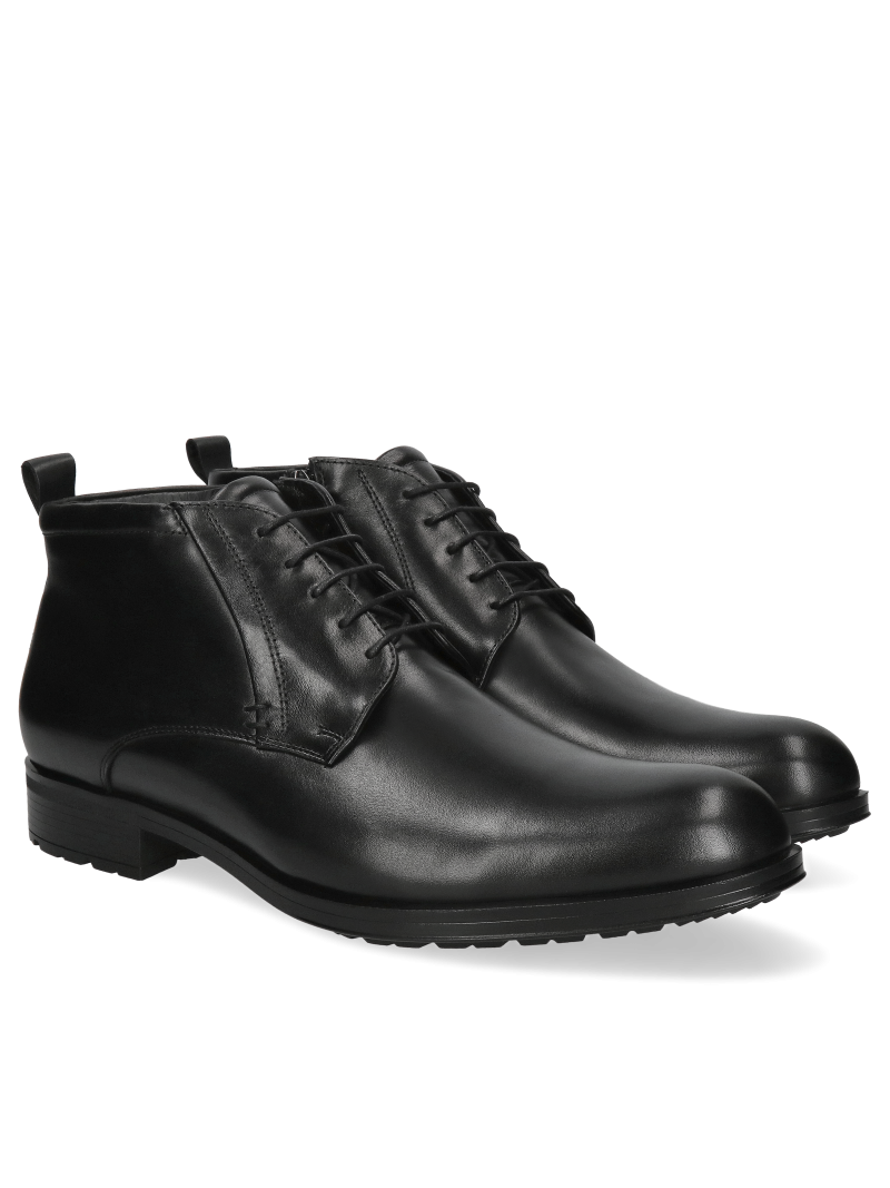 Black winter boots Amadeusz made of facing natural leather, Conhpol - Polish production, CK6364-01, Boots, Konopka Shoes