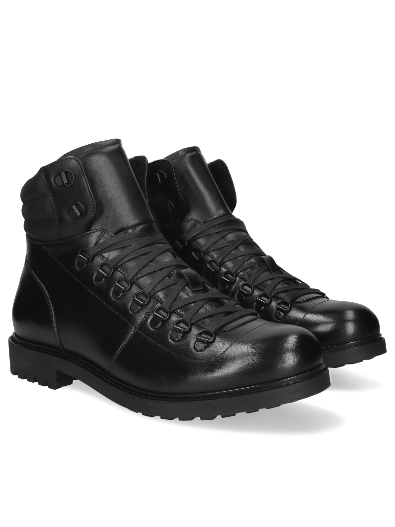 Black winter boots Olivier made of facing natural leather, Conhpol - Polish production, CK6362-01, Boots, Konopka Shoes