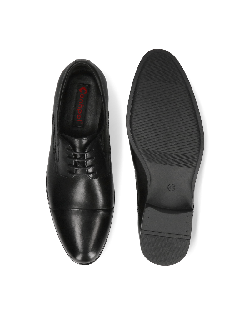 Men's black leather derby elegant wedding shoes