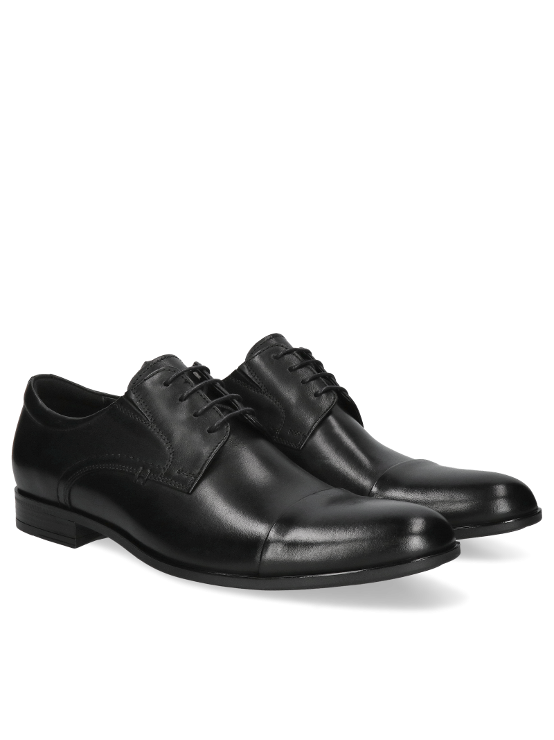 Men's black leather derby elegant wedding shoes