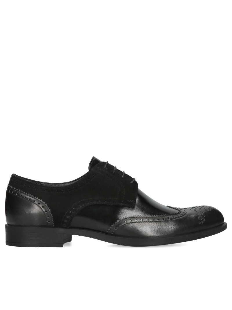 Black derby shoes Erik, Conhpol - Polish production, Brogues, Konopka Shoes