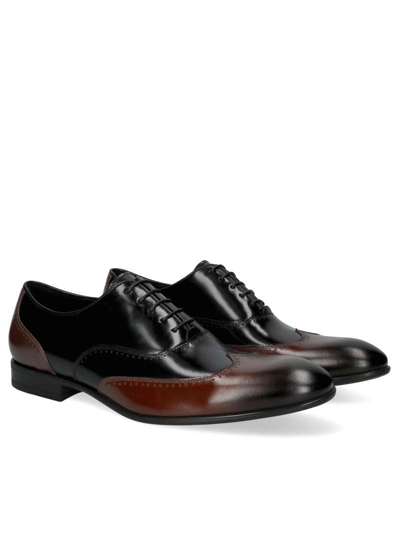 Black and brown oxford shoes Miguel, Conhpol - Polish production, Oxfordy, Konopka Shoes