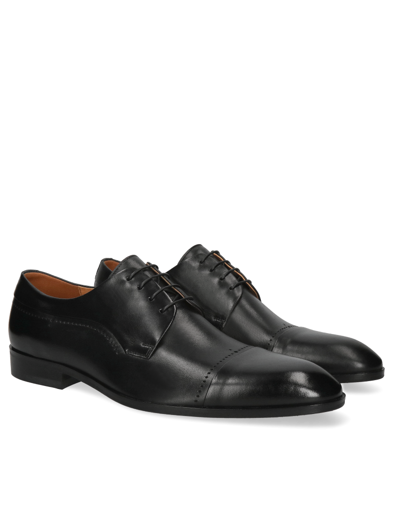 Black derby shoes Kevin, Conhpol - Polish production, Derby, Konopka Shoes