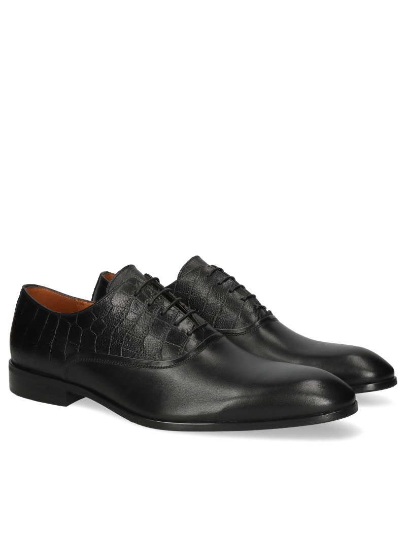 Black oxford shoes - CF0010-01, Conhpol - Polish production, Oxford shoes, CF0010-01, Konopka Shoes