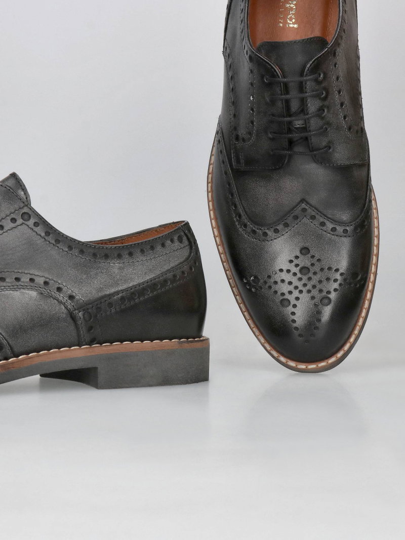 Black casual, shoes Teo, Conhpol - Polish production, Derby, CE6377-01, Konopka Shoes