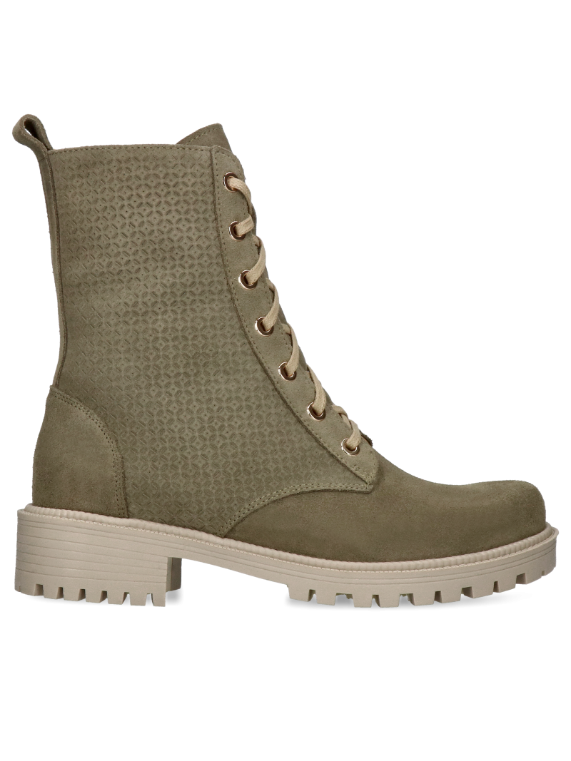 Green boots Peppy, Conhpol Relax - Polish production, Biker & worker boots, RE2613-03, Konopka Shoes