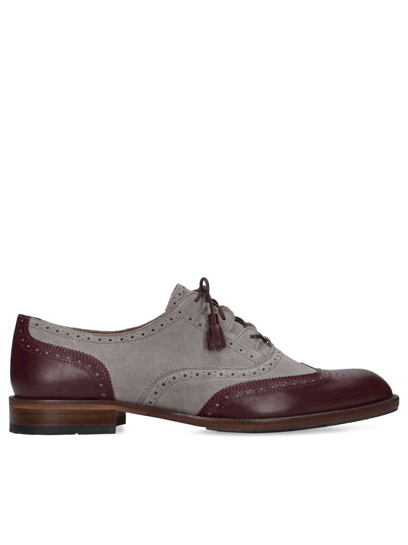 Grey-maroon brouges Tomy, Conhpol - Polish production, CF0039-01, Shoes, Konopka Shoes