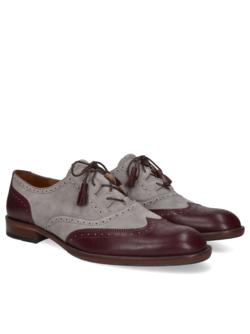 Grey-maroon brouges Tomy, Conhpol - Polish production, CF0039-01, Shoes, Konopka Shoes