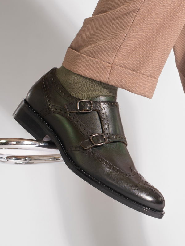 Green monk strap shoes best sale