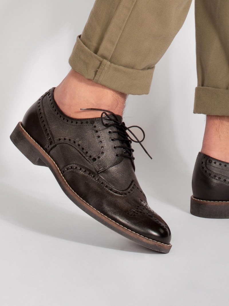 Black casual, shoes Teo, Conhpol - Polish production, Derby, CE6377-01, Konopka Shoes