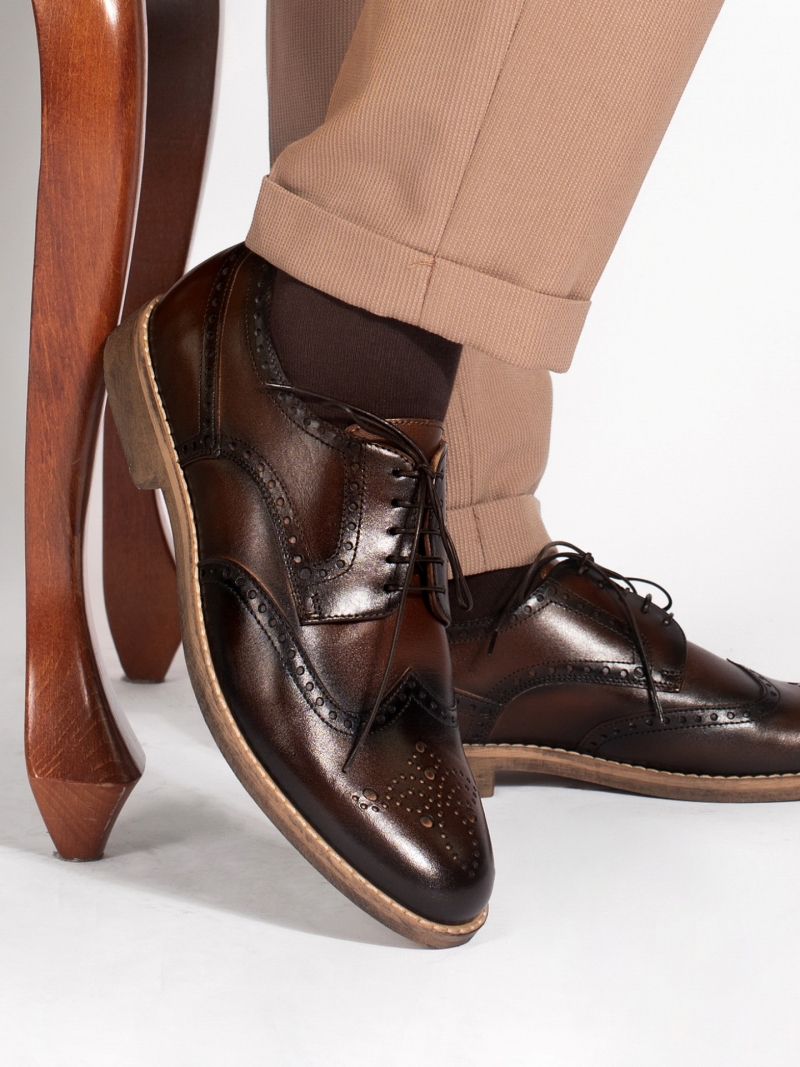 Brown, casual shoes Teo, Conhpol - Polish production, Brogue, CE6377-03, Konopka Shoes