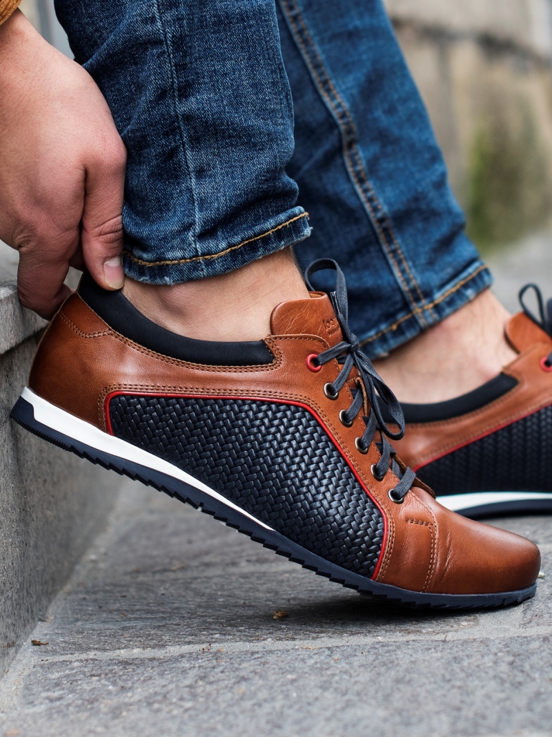 Brown and navy blue shoes Timo, Conhpol Dynamic - Polish production, Sneakers, SD2520-01, Konopka Shoes