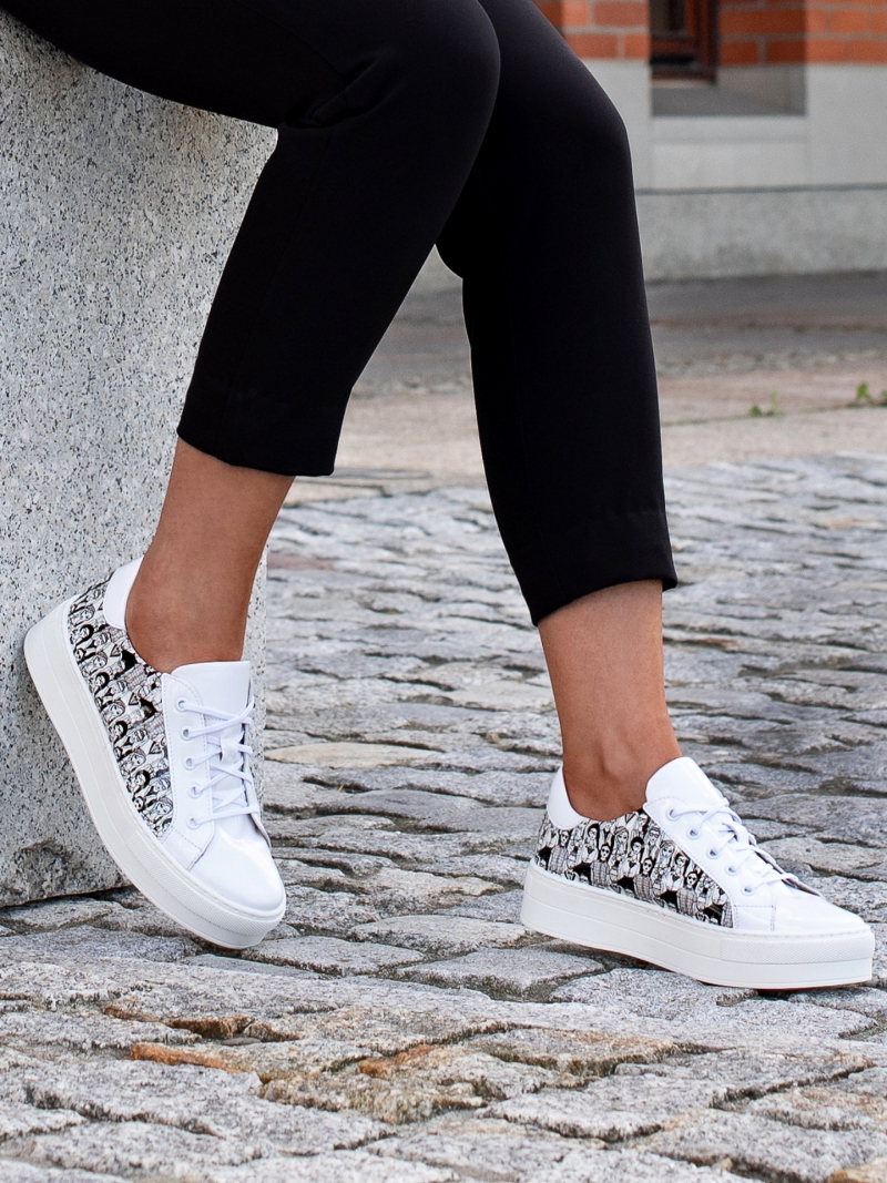 Black and white sneakers Felipa, Conhpol Relax - Polish production, Sneakers, RE2641-03, Konopka Shoes