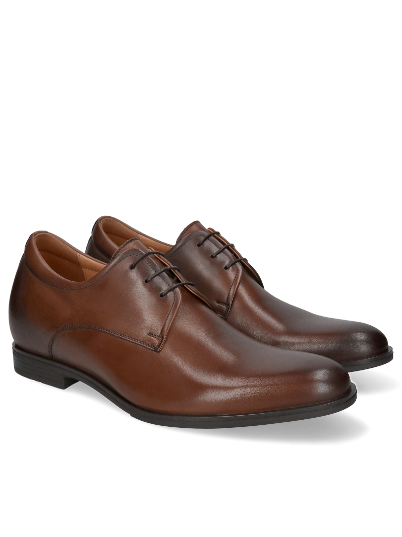 Brown, elevator shoes Luis, Conhpol - Polish production, Derby, CH6379-01, Konopka Shoes