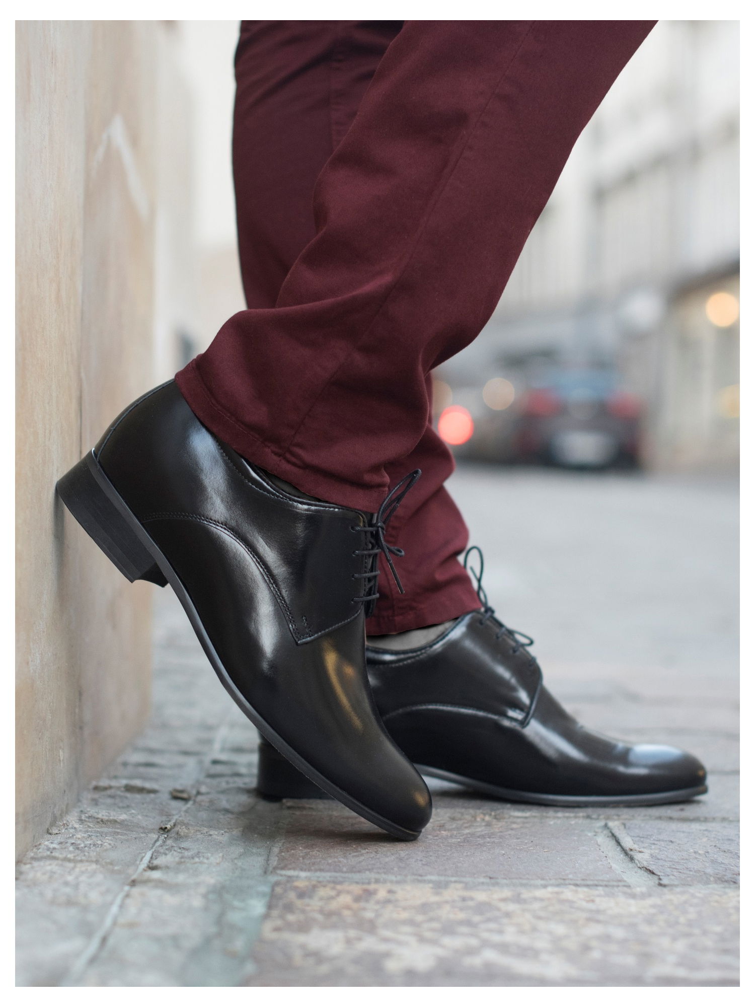 Black elegant elevator shoes, Conhpol Polish production, Elevator