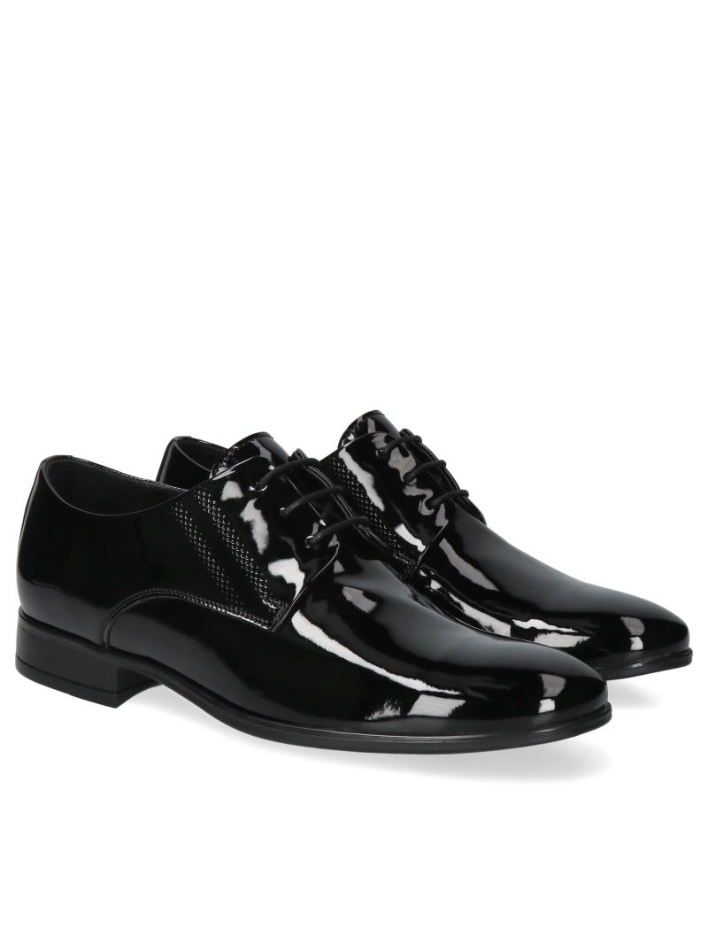 Black patent shoes Karol, Conhpol - Polish production, Derby, CE6378-03, Konopka Shoes