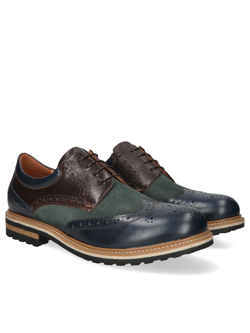 Men's shoes, brogs, grain leather and velour, unique design Men's shoes, brogs, grain leather and velour, unique design